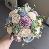 Sage, Lilac, Dusty Blue, and Ivory Bouquet with Baby's Breath and Greenery