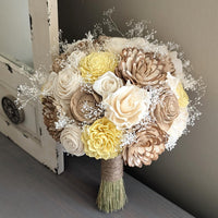 Nude, Natural, and Ivory with Light Yellow Accents Bouquet with Baby's Breath