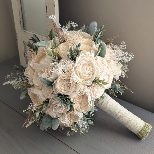 Ivory Bouquet with Mixed Greenery