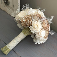 Ivory and Natural Bouquet with Baby's Breath