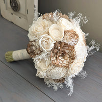 Ivory and Natural Bouquet with Baby's Breath