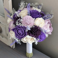 Purple, Plum, Lilac, and Ivory Bouquet with Lavender and Baby's Breath