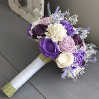 Purple, Plum, Lilac, and Ivory Bouquet with Lavender and Baby's Breath