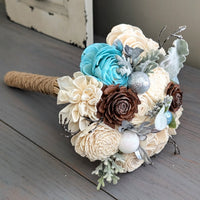 Ready to Ship - Blue Glitter and Ivory Bouquet with Mixed Filler