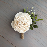 Boutonniere or with Flower and Greenery to Match Your Bouquet