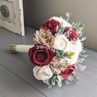 Wine, Natural, and Ivory Bouquet with Baby's Breath and Greenery