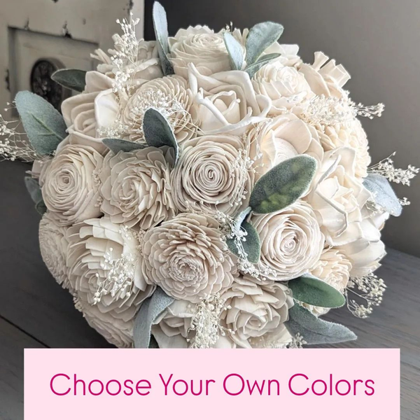 Custom Choose Your Own Colors Bouquet with Baby's Breath and Lambs Ear Greenery