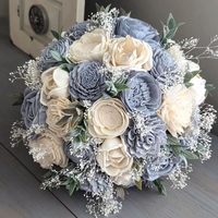 Dusty Blue and Ivory Bouquet with Baby's Breath and Greenery