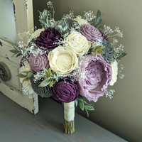 Plum, Charcoal, Lilac, and Ivory Bouquet with Baby's Breath and Greenery