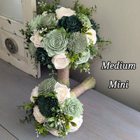 Dark Green, Olive, Sage, and Ivory Bouquet with Mixed Greenery