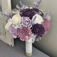 Mauve, Plum, Lilac, and Ivory Bouquet with Lavender and Baby's Breath