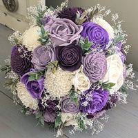 Purple, Lilac, Plum, and Ivory Bouquet with Baby's Breath and Greenery
