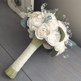 Ready to Ship - Ivory Bouquet with Baby's Breath and Eucalyptus Greenery