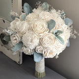 Ivory Bouquet with Baby's Breath and Lambs Ear Greenery