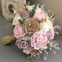 Blush, Rose Quartz, Nude, and Ivory Bouquet with Baby's Breath and Greenery
