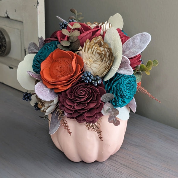 Medium Peachy Blush Floral Pumpkin