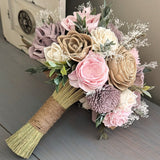Blush, Rose Quartz, Nude, and Ivory Bouquet with Baby's Breath and Greenery