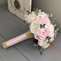 Ready to Ship Blush and Ivory Bouquet with Baby's Breath and Greenery
