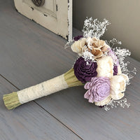 Ready to Ship - Plum, Lilac, and Ivory Bouquet with Baby's Breath