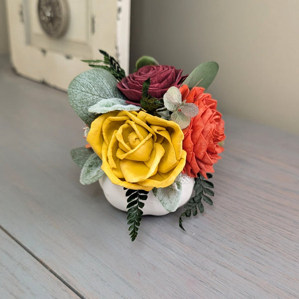 Mini White Floral Pumpkin
