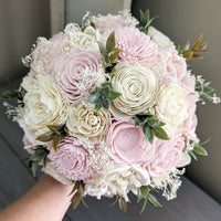Ready to Ship Blush and Ivory Bouquet with Baby's Breath and Greenery