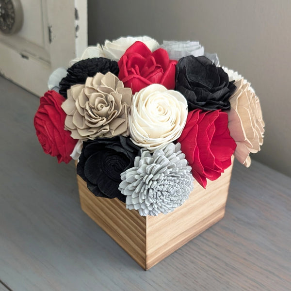 Red, Black, Light Gray, Nude, and Ivory Flower Box