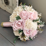 Ready to Ship Blush and Ivory Bouquet with Baby's Breath and Greenery