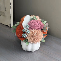 Small White Floral Pumpkin