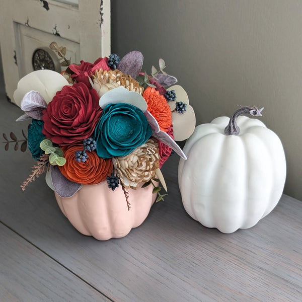 Custom Medium Floral Pumpkin
