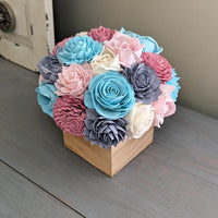 Blush, Pinkish Mauve, Slate, Light Blue, and Ivory Flower Box