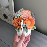 Small White Floral Pumpkin
