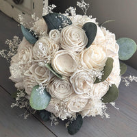 Ready to Ship - Ivory Bouquet with Baby's Breath and Eucalyptus Greenery