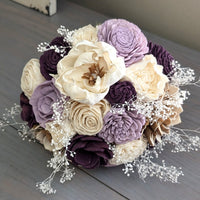 Ready to Ship - Plum, Lilac, and Ivory Bouquet with Baby's Breath