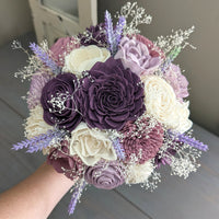Mauve, Plum, Lilac, and Ivory Bouquet with Lavender and Baby's Breath