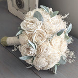 Ivory Bouquet with Baby's Breath and Lambs Ear Greenery