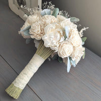 Ivory Bouquet with Baby's Breath and Lambs Ear Greenery