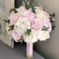 Ready to Ship Blush and Ivory Bouquet with Baby's Breath and Greenery