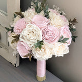 Ready to Ship Blush and Ivory Bouquet with Baby's Breath and Greenery