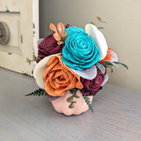 Small Peach Floral Pumpkin
