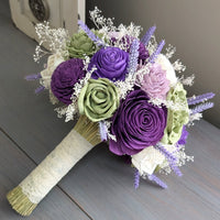 Purple, Eggplant, Meadow, Lilac, and Ivory Bouquet with Lavender and Baby's Breath