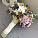 Ready to Ship - Burgundy, Rose Quartz, Navy, and Ivory Bouquet with Mixed Greenery