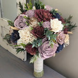 Ready to Ship - Burgundy, Rose Quartz, Navy, and Ivory Bouquet with Mixed Greenery