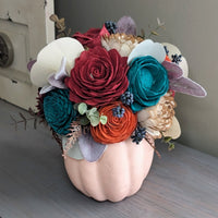 Medium Peachy Blush Floral Pumpkin