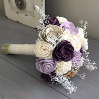 Ready to Ship - Plum, Lilac, and Ivory Bouquet with Baby's Breath