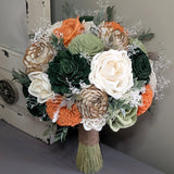 Meadow, Terra Cotta, Dark Green, Natural, and Ivory Bouquet with Baby's Breath and Greenery