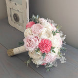 Blush and Ivory with Pink Accents Bouquet with Baby's Breath and Greenery
