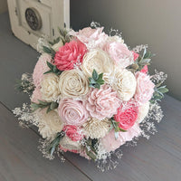 Blush and Ivory with Pink Accents Bouquet with Baby's Breath and Greenery