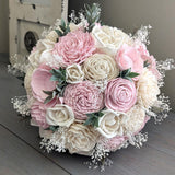 Blush and Ivory Bouquet with Baby's Breath and Greenery