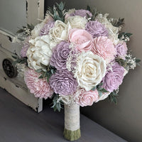 Blush, Lilac, and Ivory Bouquet with Baby's Breath and Greenery