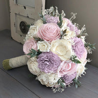 Blush, Lilac, and Ivory Bouquet with Baby's Breath and Greenery